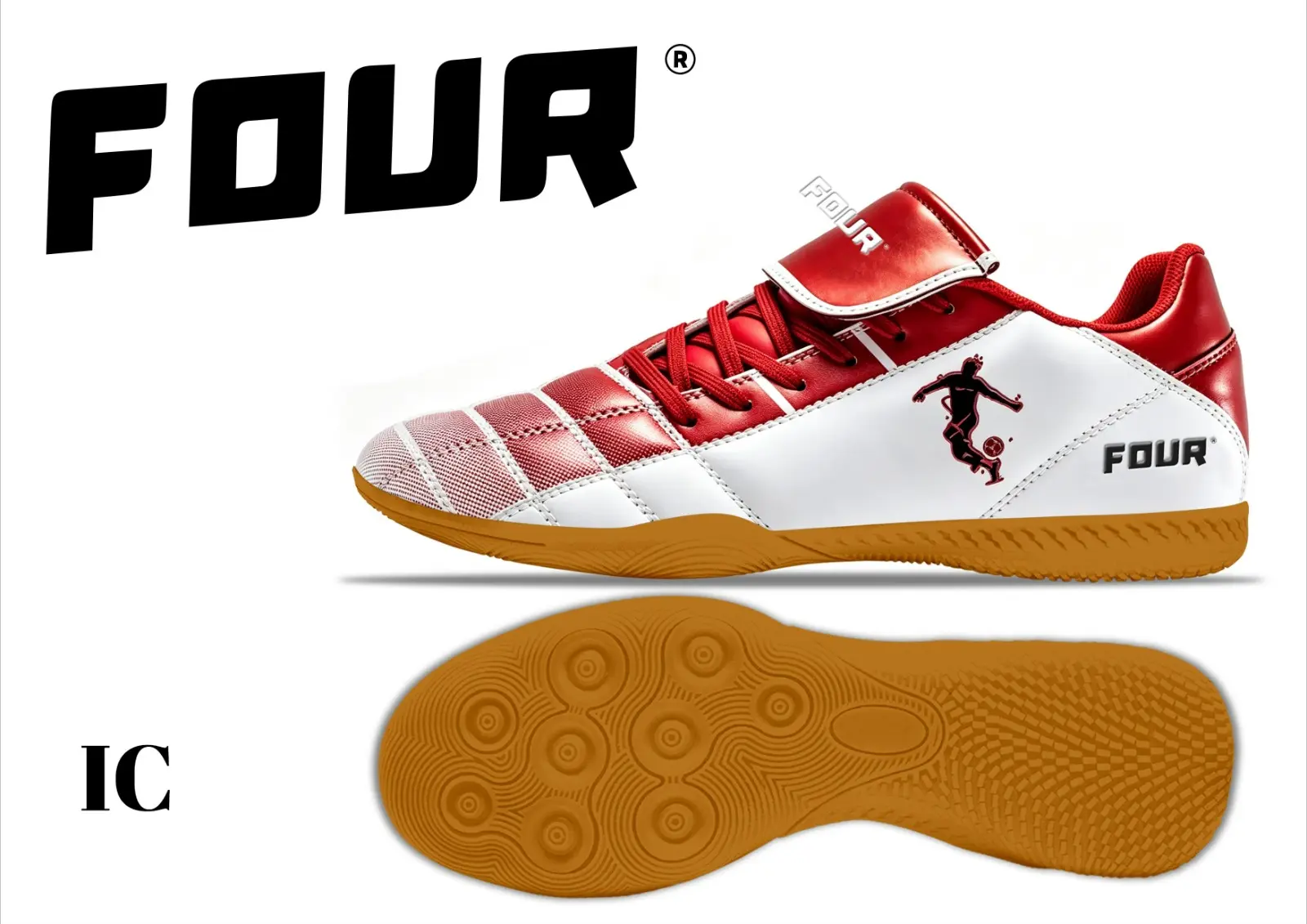 boot-red-ic FOUR IC Indoor Shoes — Red / White